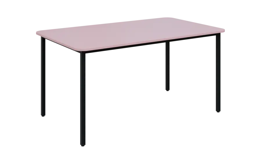 JSBR 150N Jídelní stůl 1500 x 900 mm, deska pastelově růžová / podnož černá